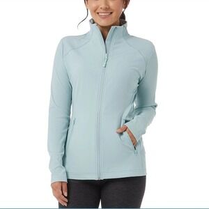 32 Degrees Cool Womens XL Full Zip Track Jacket Mock Neck Light Blue Activewear